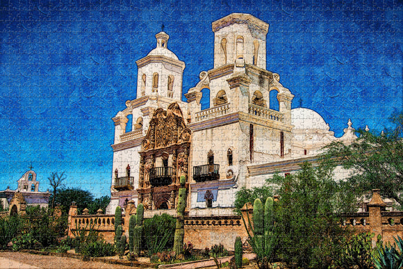 USA America Tucson Mission Church Jigsaw Puzzle Wooden 1000 Piece