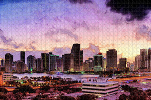 Miami Florida Skyline USA Jigsaw Puzzle Wooden 1000 Piece