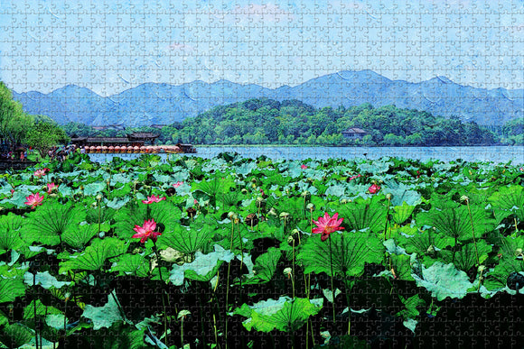 China West Lake Hangzhou Jigsaw Puzzle Wooden 1000 Piece