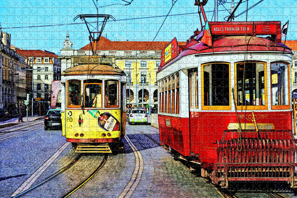 Portugal Tram Lisbon Jigsaw Puzzle Wooden 1000 Piece