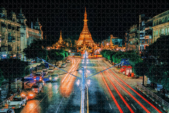 Sule Pagoda Yangon Myanmar Jigsaw Puzzle Wooden 1000 Piece