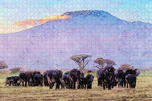 Kenya Kilimanjaro Amboseli Elephant Jigsaw Puzzle Wooden 1000 Piece