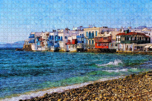 Greece Little Venice Mykonos Jigsaw Puzzle Wooden 1000 Piece