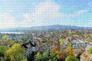 Switzerland Old Town Zurich Jigsaw Puzzle Wooden 1000 Piece