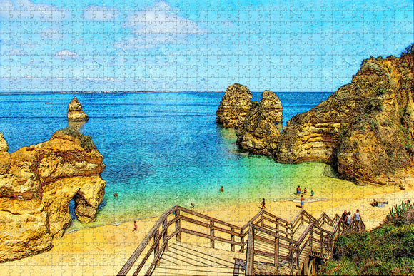 Portugal Ponta Da Piedale Lagos Jigsaw Puzzle Wooden 1000 Piece