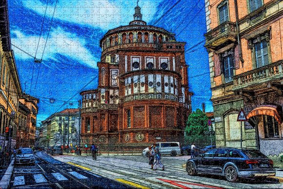 Italy Milan Street Architecture Lombardy Jigsaw Puzzle Wooden 1000 Piece