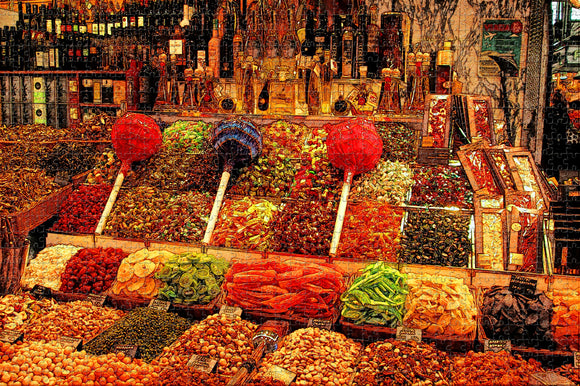 Spain Boqueria Market Barcelona Jigsaw Puzzle Wooden 1000 Piece