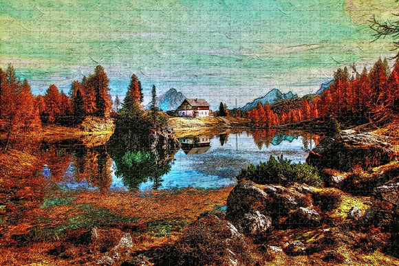 Italy Cortina d'Ampezzo Dolomites Mountains Lake Bergsee Jigsaw Puzzle Wooden 1000 Piece