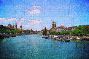 Switzerland Grossmunster Zurich Jigsaw Puzzle Wooden 1000 Piece