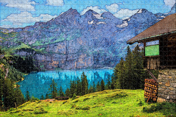 Switzerland Oeschinen Lake Jigsaw Puzzle Wooden 1000 Piece