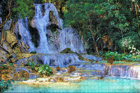 Laos Waterfall Luang Prabang Laos Jigsaw Puzzle Wooden 1000 Piece