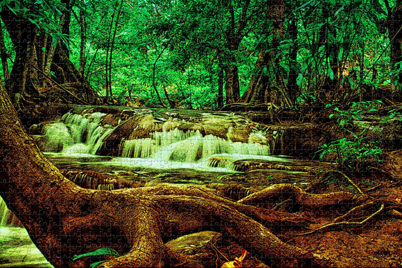 Thailand Waterfall Forest Jigsaw Puzzle Wooden 1000 Piece