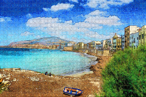 Italy Trapani Sicily Bay Seaside Beach Jigsaw Puzzle Wooden 1000 Piece