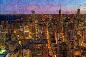 Chicago Night Illinois USA Jigsaw Puzzle Wooden 1000 Piece