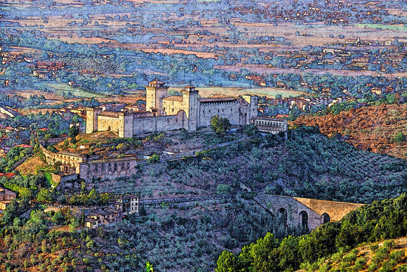 Italy Spoleto The Albornoz Fortress Jigsaw Puzzle Wooden 1000 Piece