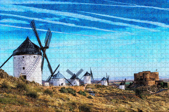 Spain Windmills Consuegra Toledo Spain Jigsaw Puzzle Wooden 1000 Piece