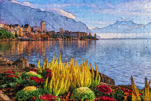 Switzerland Montreux Lake Jigsaw Puzzle Wooden 1000 Piece