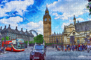 UK England Big Ben Red Bus London Jigsaw Puzzle Wooden 1000 Piece