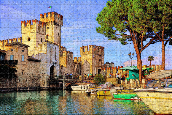 Italy Scaligero Castle  Sirmione Jigsaw Puzzle Wooden 1000 Piece